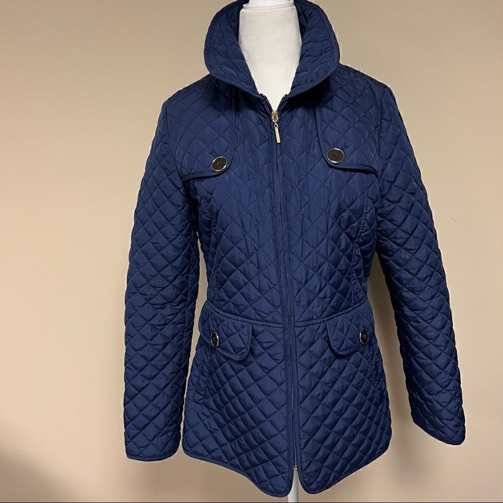 Weatherproof navy quilted jacket with brown Size XS/S